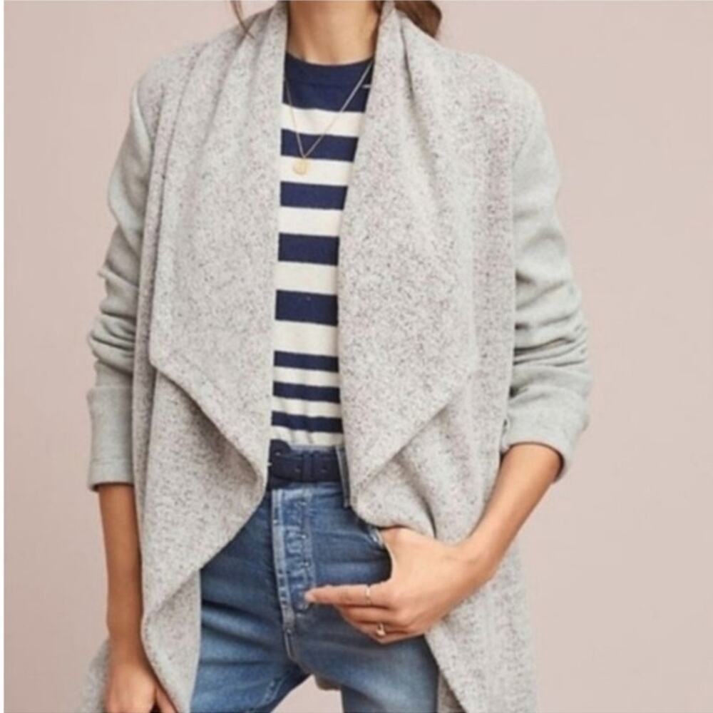Dolan Anthropologie Heathered Gray Northfield Belted Cardigan Sweater